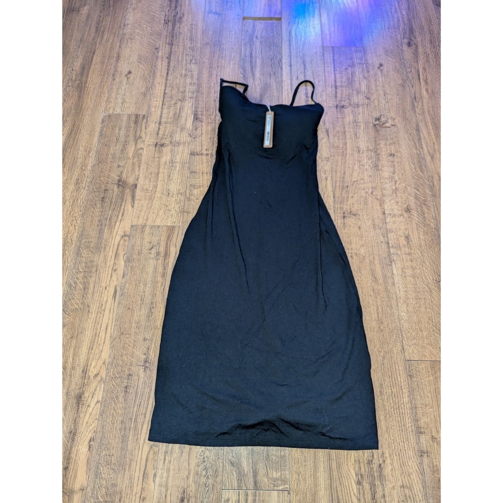 Skims Smooth Lounge Midi Slip Dress Women's Size Small Obsidian DS-DRS-7742W